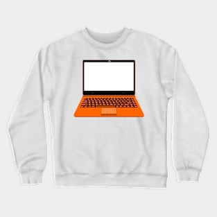 realistic laptop vector illustration in black and orange color Crewneck Sweatshirt